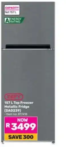 Game DEFY 157 L Top Freezer Metallic Fridge offer