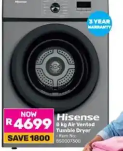 Game Hisense 8 kg Air Vented Tumble Dryer offer