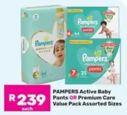 Game PAMPERS Active Baby Pants OR Premium Care Value Pack Assorted Sizes offer