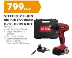 BUCO STECO 20V LI-ION BRUSHLESS 10MM DRILL DRIVER KIT offer