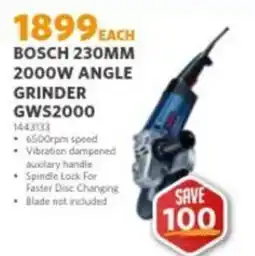 BUCO BOSCH 230MM 2000W ANGLE GRINDER GWS2000 offer