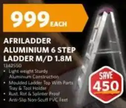 BUCO AFRILADDER ALUMINIUM 6 STEP LADDER M/D 1.8M offer