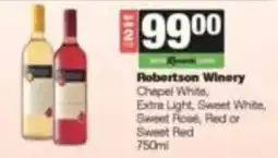 SuperSpar Robertson Winery Chapel White, Extra Light, Sweet White, Sweet Rosé, Red or Sweet Red offer