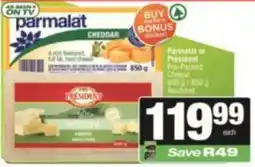 SuperSpar Parmalat or President Pre-Packed Cheese Assorted offer