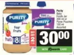 SuperSpar Purity Baby Foods Jar or Pouches Assorted offer