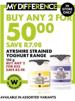 Woolworths Ayrshire Strained Yoghurt Range offer