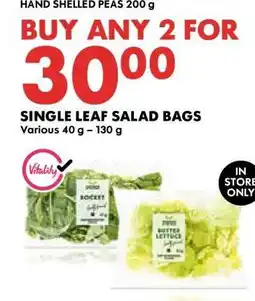 Woolworths SINGLE LEAF SALAD BAGS offer