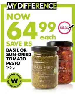 Woolworths Basil or Sun-Dried Tomato Pesto offer