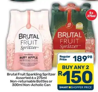Pick n Pay Brutal Fruit Sparkling Spritzer Assorted 6 x 275ml Non-returnable Bottles or 300ml Non-Alcoholic Can offer