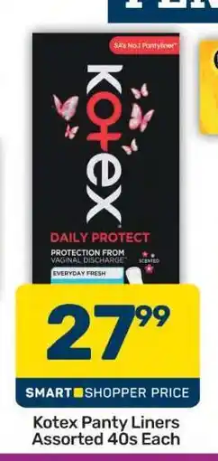 Pick n Pay Kotex Panty Liners Assorted 40s Each offer