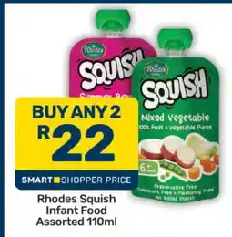 Pick n Pay Rhodes Squish Infant Food Assorted 110ml offer