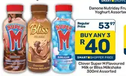 Pick n Pay Clover Super M Flavoured Milk or Bliss Milkshake 300ml Assorted offer