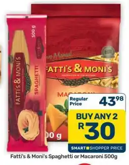 Pick n Pay Hypermarket Fatti's & Moni's Spaghetti or Macaroni 500g offer