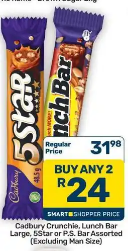 Pick n Pay Hypermarket Cadbury Crunchie, Lunch Bar Large, 5Star or P.S. Bar Assorted offer