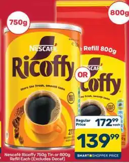 Pick n Pay Hypermarket Nescafé Ricoffy 750g Tin or 800g Refill offer
