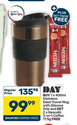 Pick n Pay Hypermarket Stainless Steel Travel Mug with Silicone Grip offer