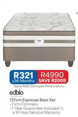 OK Furniture 137cm Espresso Base Set offer