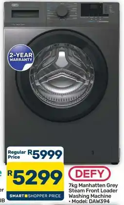 Pick n Pay Hypermarket Defy 7kg Manhattan Grey Steam Front Loader Washing Machine offer