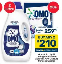 Pick n Pay Hypermarket Omo Auto Liquid Detergent Assorted 2 Litre or Auto Capsule Concentrate 20s offer