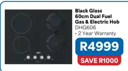 OK Furniture Black Glass 60cm Dual Fuel Gas & Electric Hob offer