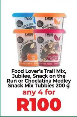 Food Lover's Market Food Lover’s Trail Mix, Jubilee, Snack on the Run or Choclatina Medley Snack Mix Tubbies offer