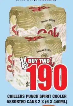 Boxer CHILLERS PUNCH SPIRIT COOLER ASSORTED CANS 2 X (6 X 440ML) offer