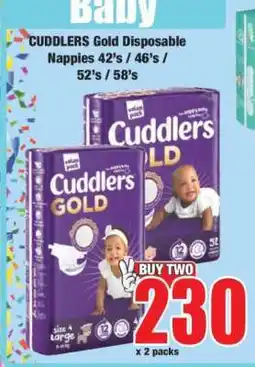 Boxer CUDDLERS Gold Disposable Nappies 42's / 46's / 52's / 58's offer