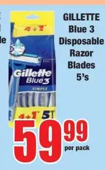 Boxer GILLETTE Blue 3 Disposable Razor Blades 5's offer