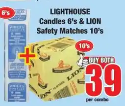 Boxer LIGHTHOUSE Candles 6's & LION Safety Matches 10's offer
