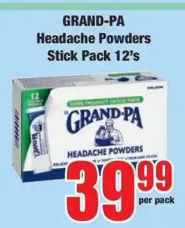 Boxer GRAND-PA Headache Powders Stick Pack 12's offer
