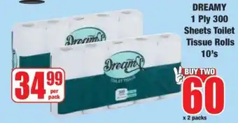 Boxer DREAMY 1 Ply 300 Sheets Toilet Tissue Rolls 10's offer