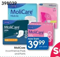 Clicks MoliCare Incontinence Pads and Pants offer