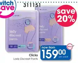 Clicks Clicks Lady Discreet Pants offer