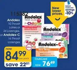 Clicks Andolex Throat Lollies offer