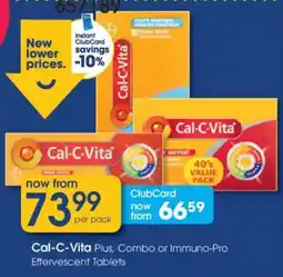 Clicks Cal-C-Vita Plus, Combo or Immuno-Pro Effervescent Tablets offer