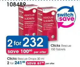 Clicks Clicks Rescue Tablets offer