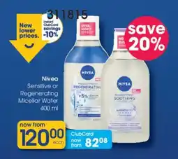 Clicks Nivea Sensitive or Regenerating Micellar Water offer