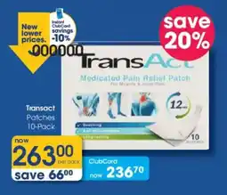 Clicks TransAct Medicated Pain Relief Patch offer