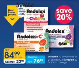 Clicks Andolex Throat Lollies offer