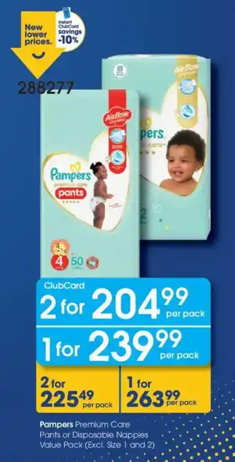 Pampers Premium Care Pants or Disposable Nappies