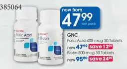 Clicks GNC Folic Acid 400 mcg 30 Tablets offer