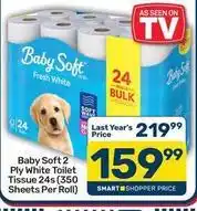 Pick n Pay Baby soft - 2 ply white toilet tissue 24s offer