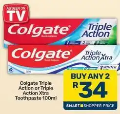 Pick n Pay Colgate - triple action or triple action xtra toothpaste offer