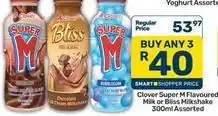 Pick n Pay Clover - super m flavoured milk or bliss milkshake offer