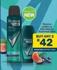 Pick n Pay Rexona - ladies or men roll on offer