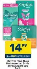 Pick n Pay Stayfree - maxi thick pads or pantyliners offer