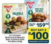 Pick n Pay Fry's - butternut & spinach balls, falafel or split pea bites offer