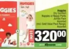 Spar Huggies - dry comfort nappies or nappy pants jumbo pack offer