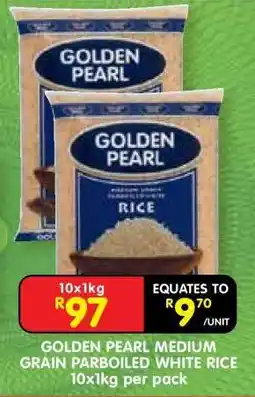 Shoprite GOLDEN PEARL MEDIUM GRAIN PARBOILED WHITE RICE 10x1kg per pack offer