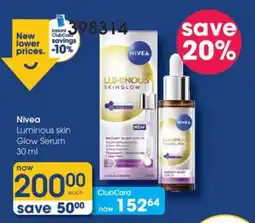 Clicks Nivea Luminous skin Glow Serum offer